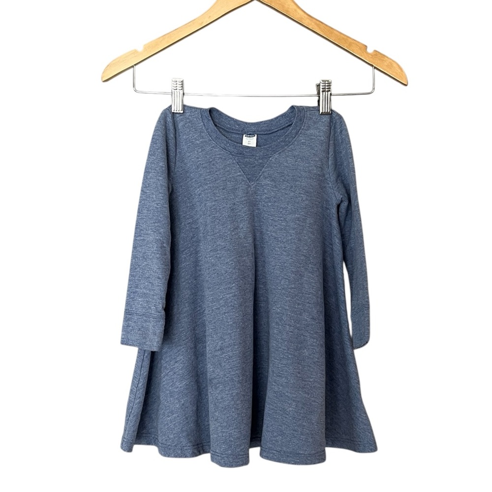Old Navy Blue Long Sleeve Cozy Soft Fleece Bubble Swing Sweatshirt Dress 3T